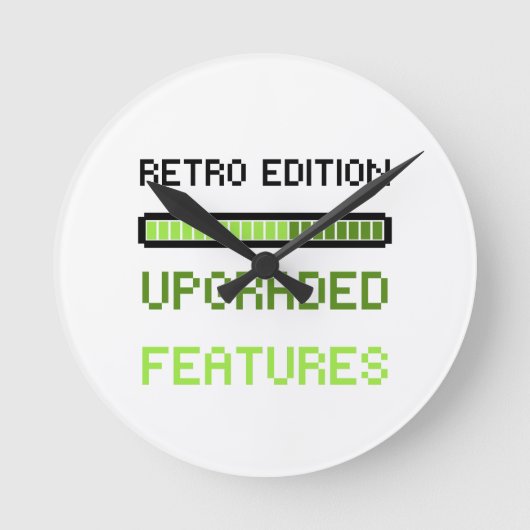 Retro Edition Upgraded Features Pixel Art Gaming  ラウンド壁時計 (正面)