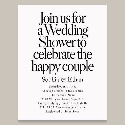 Retro Editorial Bold Couple Wedding Shower インビテーションポストカード