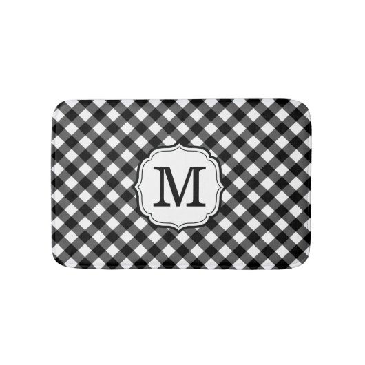Retro Elagant Personalized Gingham Bath Mat バスマット (正面)