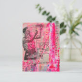Retro Electitical Working Man on a Pink Background ポストカード (スタンド正面)