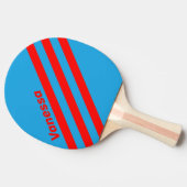 Retro Electric Blue Red Three Angled Stripe & Name 卓球ラケット (横)