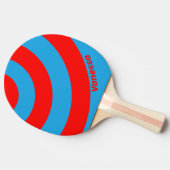 Retro Electric Blue Red Three Circle Stripe & Name 卓球ラケット (横)