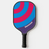 Retro Electric Grape Circle Stripe with Name ピックルボールラケット (裏面)