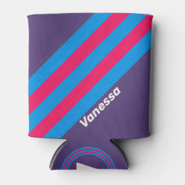 Retro Electric Grape Stripes with Name 缶クーラー