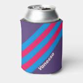 Retro Electric Grape Stripes with Name 缶クーラー (缶裏面)