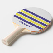 Retro Electric Lemon Grape Across Stripe with Name 卓球ラケット (正面アングル)