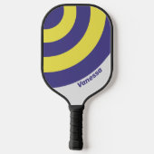 Retro Electric Lemon Grape Circle Stripe with Name ピックルボールラケット (裏面)