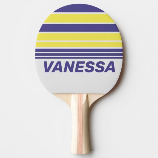 Retro Electric Lemon Grape Horizon Striping & Name 卓球ラケット (正面)