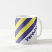Retro Electric Lemon Grape Stripes with Name コーヒーマグカップ (正面右)