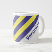 Retro Electric Lemon Grape Stripes with Name ジャンボコーヒーマグカップ (正面右)