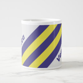 Retro Electric Lemon Grape Stripes with Name ジャンボコーヒーマグカップ