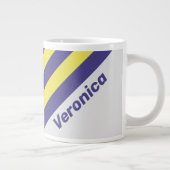 Retro Electric Lemon Grape Stripes with Name ジャンボコーヒーマグカップ (右)
