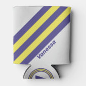 Retro Electric Lemon Grape Stripes with Name 缶クーラー (正面)