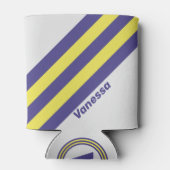 Retro Electric Lemon Grape Stripes with Name 缶クーラー (裏面)