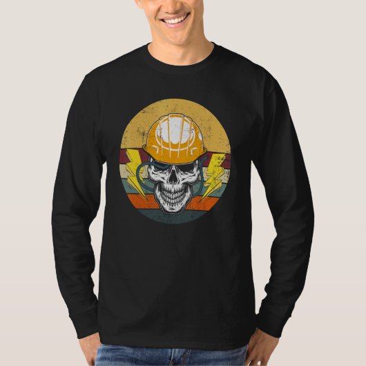 Retro Electrician Skull Electrical Engineer Vintag Tシャツ (正面)