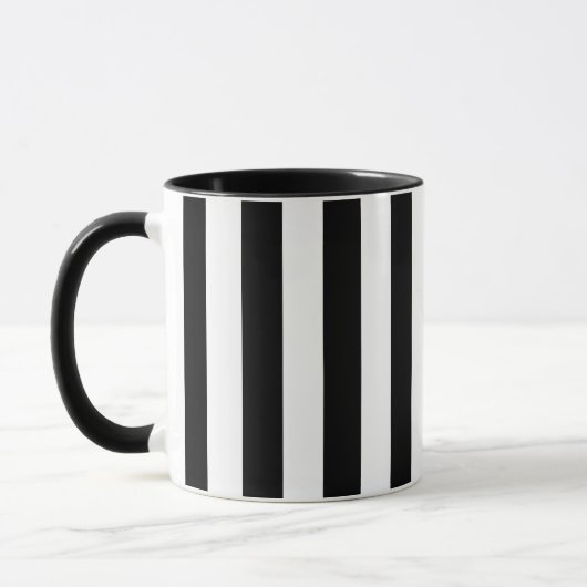 Retro Elegant Black and White Stripe マグカップ (左)