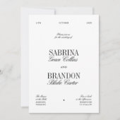 Retro Elegant Black & White Wedding 招待状 (正面)