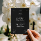 Retro Elegant Black & White Wedding 招待状