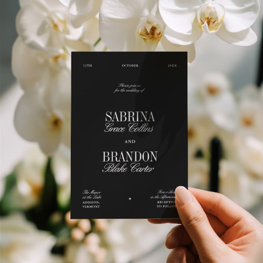 Retro Elegant Black & White Wedding 招待状