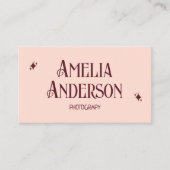 Retro Elegant Blush & Burgundy Qr Code 名刺 (正面)