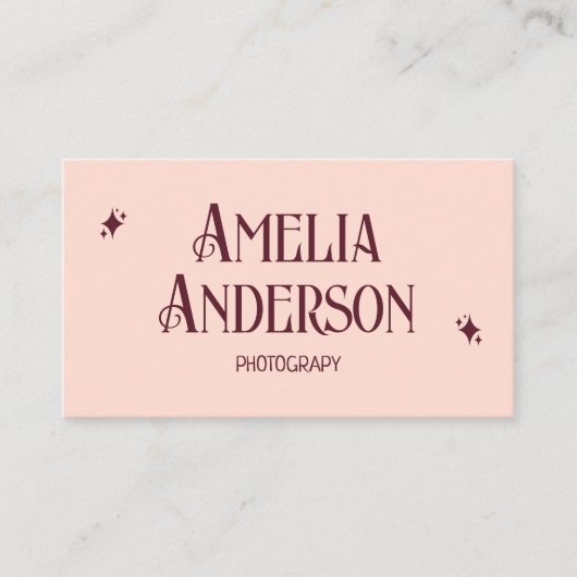 Retro Elegant Blush & Burgundy Qr Code 名刺 (正面)