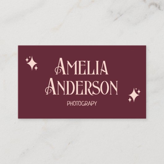 Retro Elegant Blush & Burgundy Qr Code 名刺 (正面)