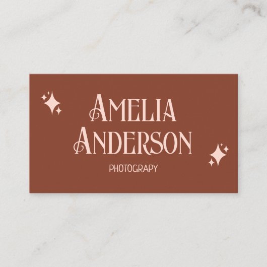 Retro Elegant Blush & Terracota Qr Code 名刺 (正面)