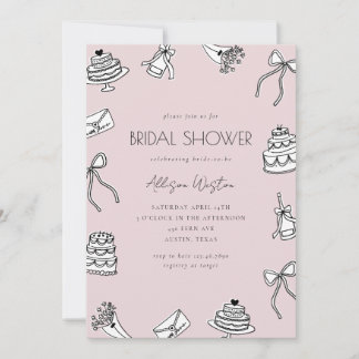 Retro Elegant Bridal Shower Invitation 招待状