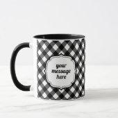 Retro Elegant Personalized Black and White Gingham マグカップ (左)