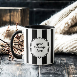 Retro Elegant Personalized Black and White Stripe マグカップ