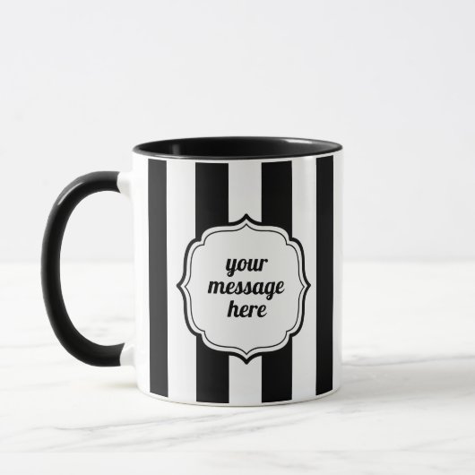 Retro Elegant Personalized Black and White Stripe マグカップ (左)