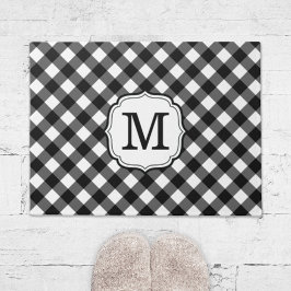 Retro Elegant Personalized Gingham Door Mat ドアマット