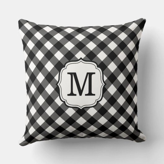 Retro Elegant Personalized Gingham Throw Pillows クッション (裏面)