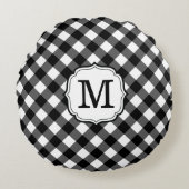 Retro Elegant Personalized Gingham Throw Pillows ラウンドクッション (正面)