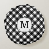 Retro Elegant Personalized Gingham Throw Pillows ラウンドクッション (裏面)