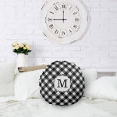 Retro Elegant Personalized Gingham Throw Pillows ラウンドクッション