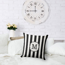 Retro Elegant Personalized Stripe Throw Pillows クッション