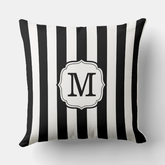 Retro Elegant Personalized Stripe Throw Pillows クッション (裏面)