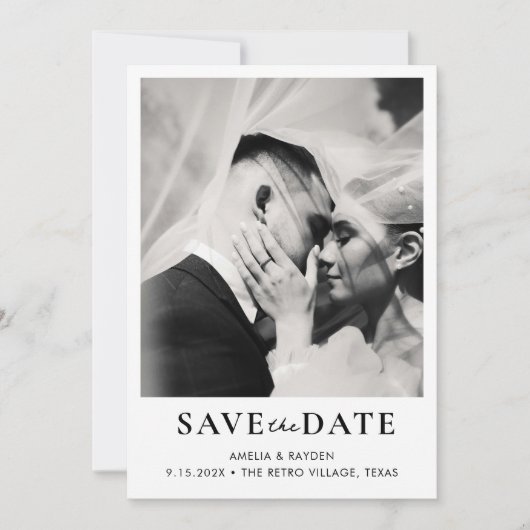 Retro Elegant Photo Wedding Save the date (正面)