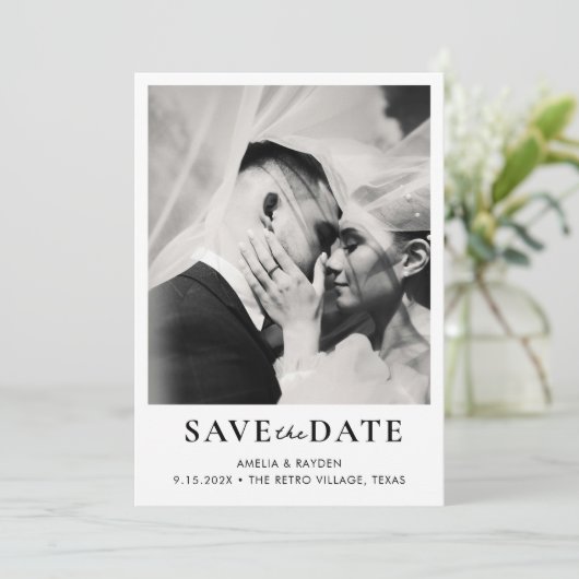 Retro Elegant Photo Wedding Save the date (スタンド正面)
