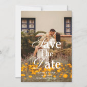 Retro Elegant Script Photo Wedding Save The Date マグネット招待状 (正面)