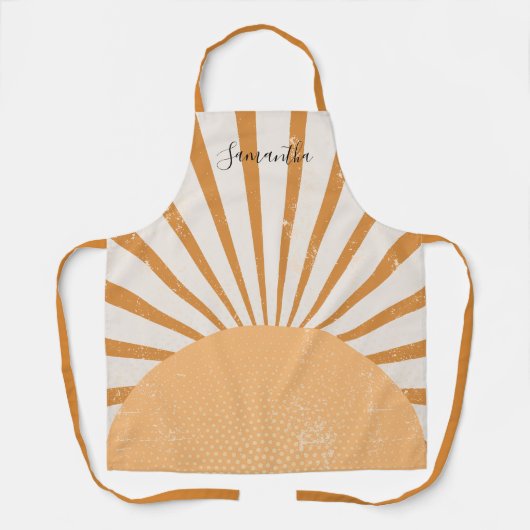 Retro Elegant Stylish Sun Burst Sunset エプロン (正面)