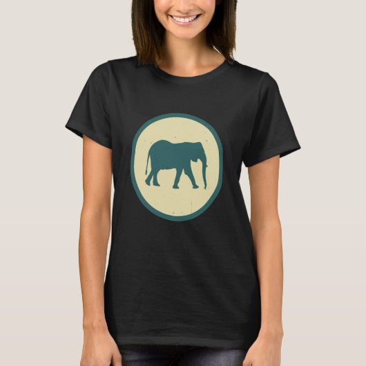 Retro Elephant Vintage Wild Animal Tシャツ (正面)