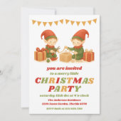 Retro Elf Editable Christmas Party 招待状 (正面)