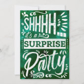 Retro Emerald Green Shh Surprise Birthday Party 招待状 (正面)