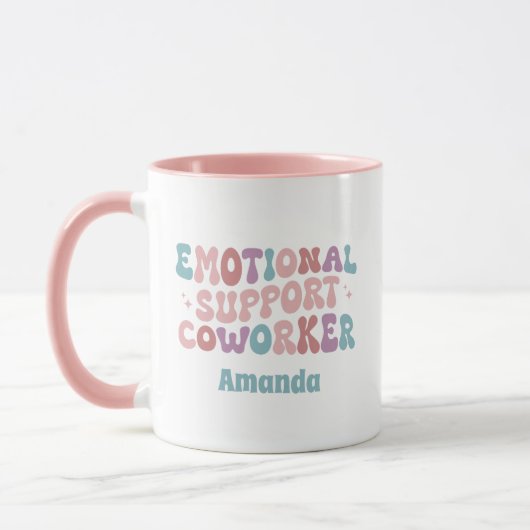 Retro emotional support Coworker funny custom マグカップ (左)