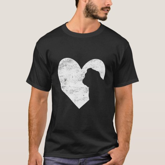 Retro English Bulldog Dog Heart Valentine's Day Do Tシャツ (正面)