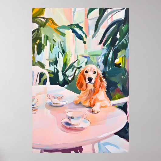 Retro English Cocker Spaniel Poster, Cocker ポスター (正面)