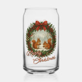 Retro English Holiday Wreath With Cute Squirrels ガラス缶 (裏面)