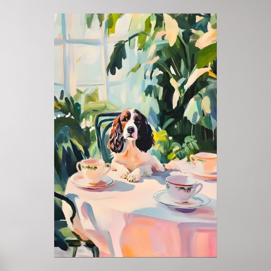 Retro English Springer Spaniel Poster, Springer ポスター (正面)